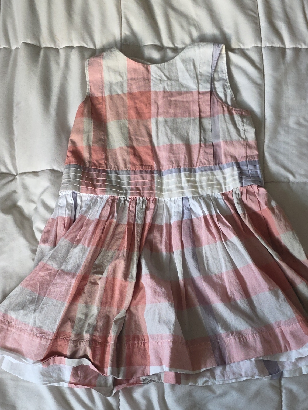 Burberry Pink And White Plaid Girls Skirted Dress